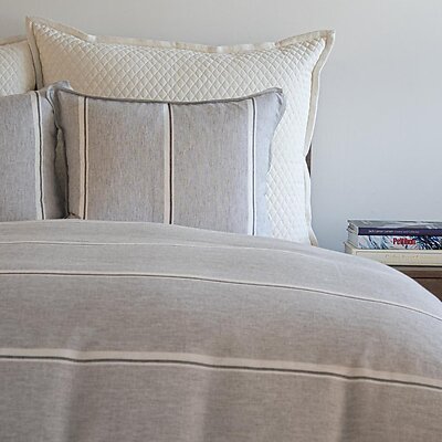 Grey Striped Duvet Covers & Bedding.  Ann Gish Linen Wool Stripe Grey