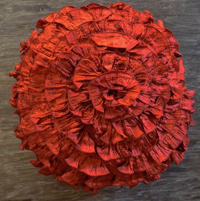 Ann Gish Saffron Red Seaflower Pillow Silk Charmeuse 