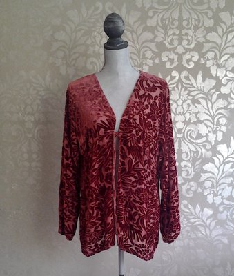 Bella Notte New Primrose Tuscan Red Floral Velvet Jacket