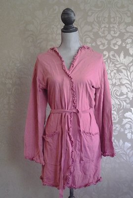 Bella Notte French Terry Ruby Pink Ruffled Cotton Robe