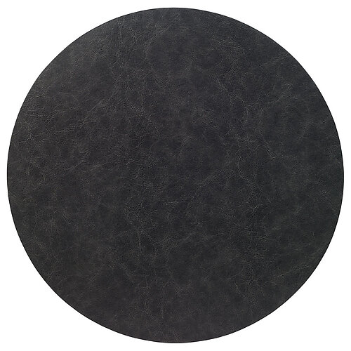 Bodrum Tanner Black Round Faux Leather Placemats - Set of 4