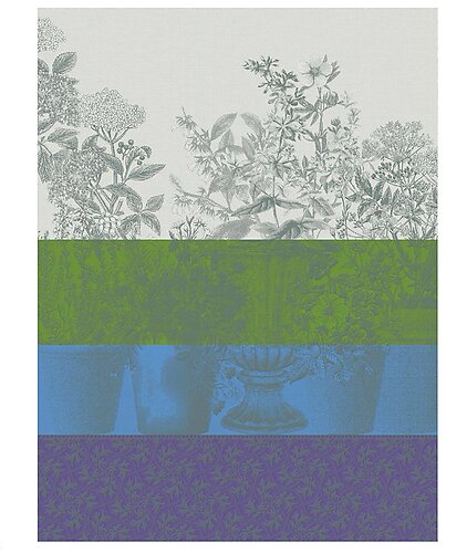 Le Jacquard Francais Floraison Raye Blue Cotton Tea Towel