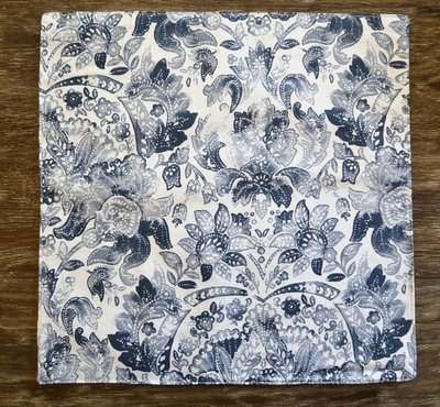 Nicole Miller Blue & White Square Cotton Placemats