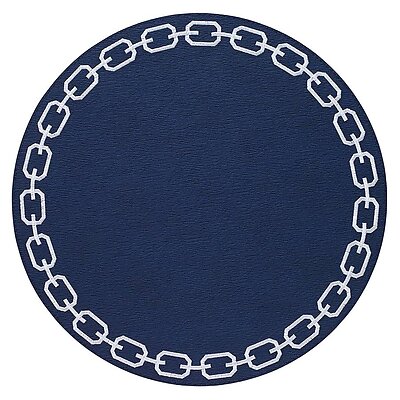 Bodrum Chains Navy Blue and White Round Easy Care Placemats - Set of 4