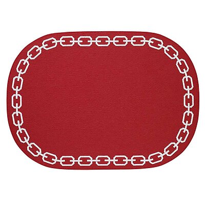 Bodrum Chains Red and White Oval Easy Care Placemats - Set of 4