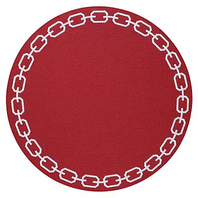 Bodrum Chains Red and White Round Easy Care Placemats - Set of 4