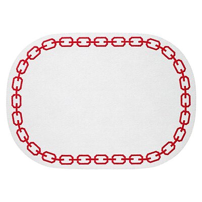 Bodrum Chains White and Red Oval Easy Care Placemats - Set of 4
