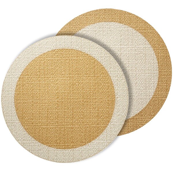 Bodrum Halo Beige & Straw Round Easy Care Placemats - Set of 4