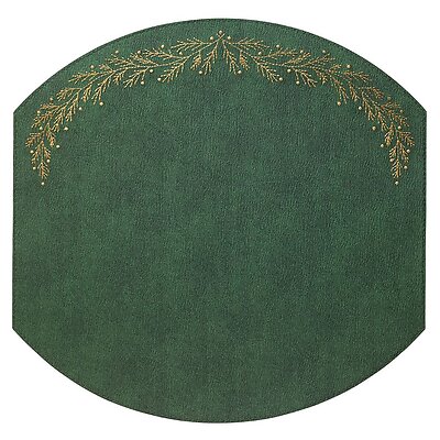 Bodrum Holly Forest Green and Gold Elliptic Easy Care Place Mats - Set of 4