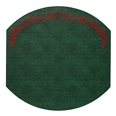 Bodrum Holly Forest Green and Red Elliptic Easy Care Place Mats - Set of 4