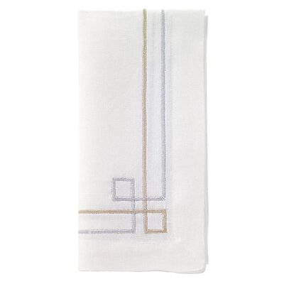 Bodrum Link Gold and Silver Embroidered Linen Napkins - Set of 4