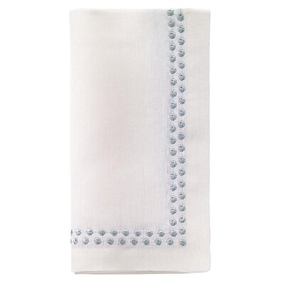 Bodrum Pearls Celadon and White Linen Napkins - Set of 4