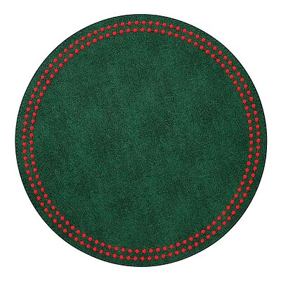 Bodrum Pearls Forest Green and Red Round Easy Care Placemats - Set of 4