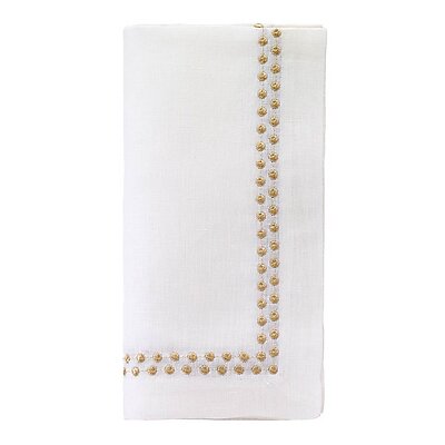 Bodrum Pearls Gold and White Linen Napkins - Set of 4
