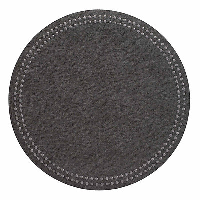 Bodrum Pearls Charcoal Grey and Gunmetal Round Easy Care Placemats - Set of 4