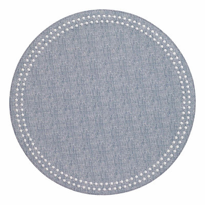 Bodrum Pearls Bluebell and White Round Easy Care Placemats - Set of 4