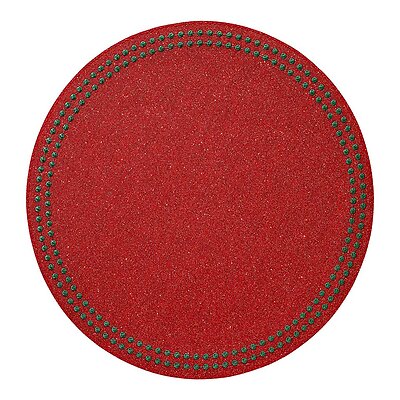 Bodrum Pearls Ruby Red and Evergreen Easy Care Placemats - Set of 4