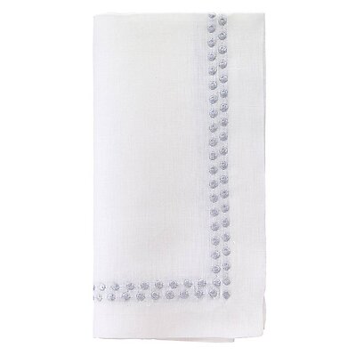 Bodrum Pearls Silver and White Linen Napkins - Set of 4