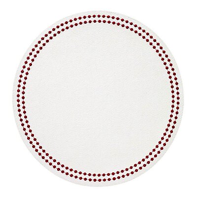 Bodrum Pearls Antique White and Ruby Red Round Easy Care Placemats - Set of 4