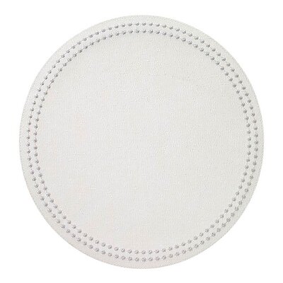 Bodrum Pearls Antique White and Silver Round Easy Care Placemats - Set of 4