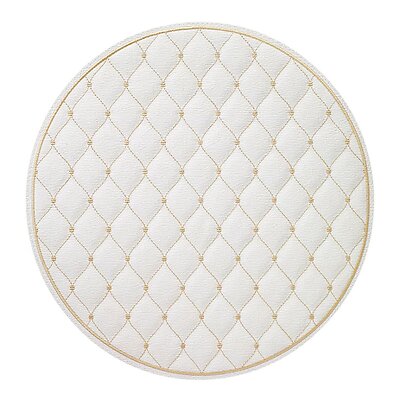 Bodrum Quilted Diamond Antique White and Gold Round Easy Care Placemats - Set of 4