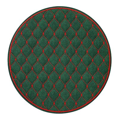 Bodrum Quilted Diamond Forest Green and Red Round Easy Care Placemats - Set of 4