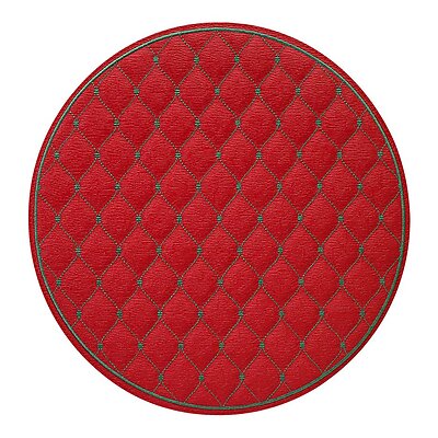 Bodrum Quilted Diamond Red and Evergeen Round Easy Care Placemats - Set of 4