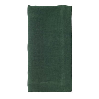 Bodrum Riviera Forest Green Stonewashed Linen Napkins - Set of 4