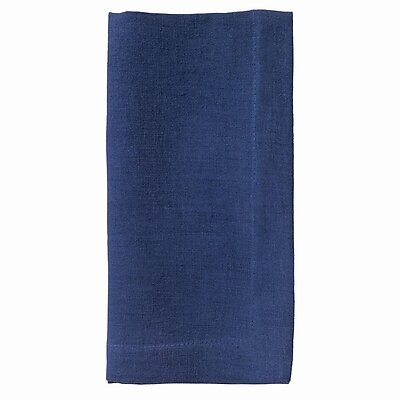 Bodrum Riviera Navy Blue Stonewashed Linen Napkins - Set of 4