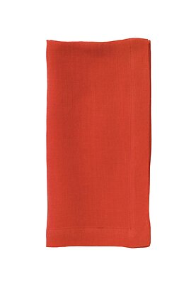 Bodrum Riviera Persimmon Red Stonewashed Linen Napkins - Set of 4