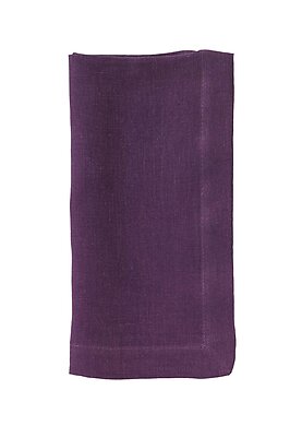 Bodrum Riviera Plum Purple Stonewashed Linen Napkins - Set of 4