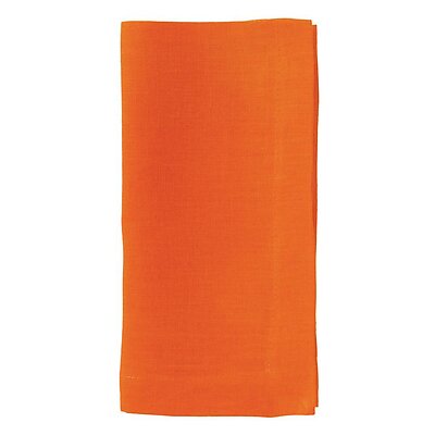 Bodrum Riviera Tangerine Orange Stonewashed Linen Napkins - Set of 4