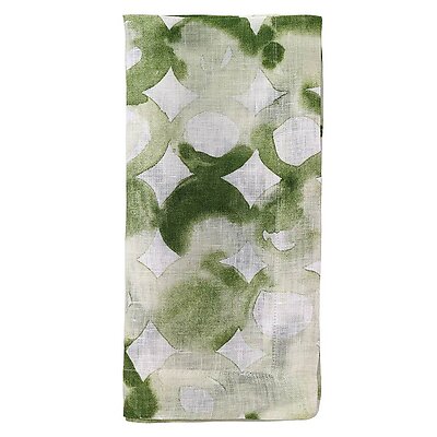 Bodrum Watermark Green Linen Napkins - Set of 4