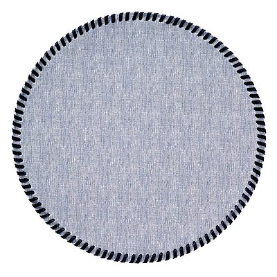 Bodrum Whipstitch Bluebell Round Easy Care Placemats - Set of 4