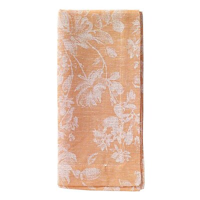 Bodrum White Bloom Apricot Floral Napkins - Set of 4