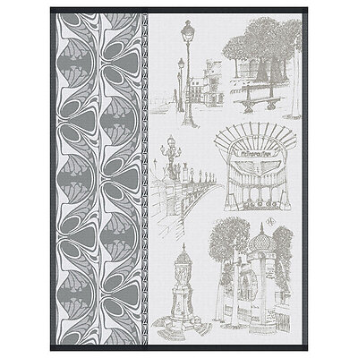 Le Jacquard Francais Carnet de Paris Bitume Cotton Tea Towel