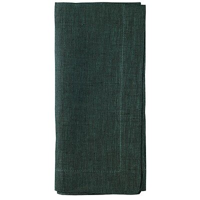 Bodrum Chambray Emerald Green Linen Napkins - Set of 4