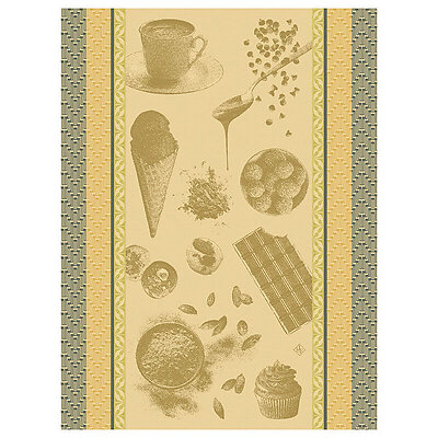 Le Jacquard Francais Chocolats Recettes Yellow Cotton Tea Towel