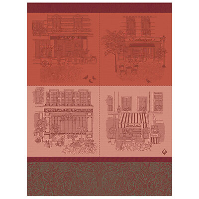 Le Jacquard Francais Devantures Red Cotton Tea Towel