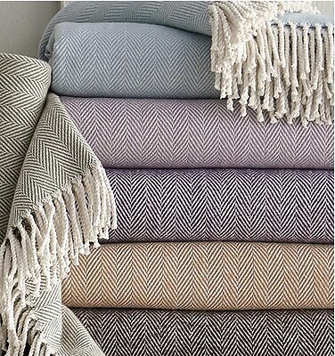 Sferra Celine Cotton Throws - Herringbone Pattern