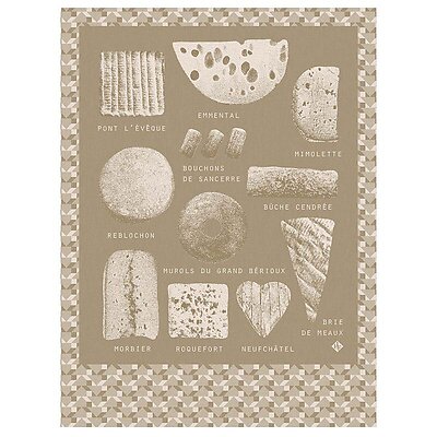 Le Jacquard Francais Fromages Beige Cotton Tea Towel