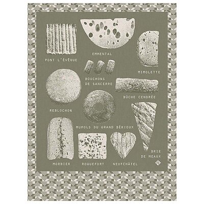 Le Jacquard Francais Fromages Green Cotton Tea Towel