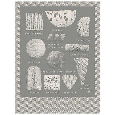 Le Jacquard Francais Fromages Grey Cotton Tea Towel