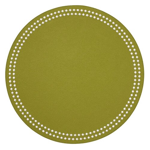 Bodrum Pearls Grass Green and White Easy Care Placemats - Set of 4