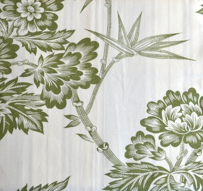 Green Ivory Tropical Green Toile Shower Curtains
