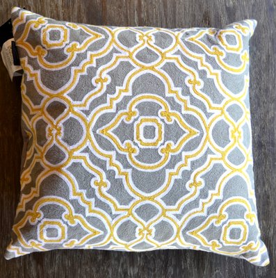 Grey & Yellow Decorative Pillow, 19x19
