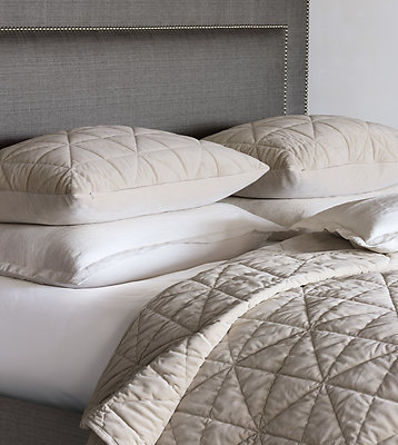 Ivory Quilted Velvet Coverlets & Shams De Medici Nova