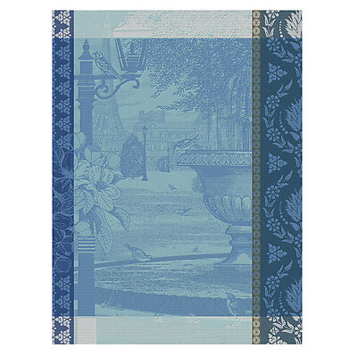 Le Jacquard Francais Jardin Parisien Blue Cotton Tea Towel