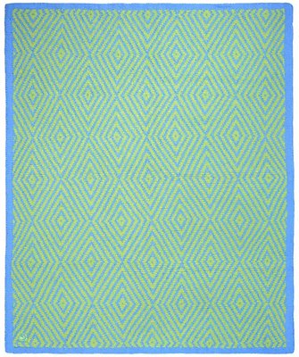 Kashwere Half Throw Blanket Diamond Green and Blue