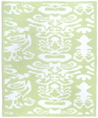 Kashwere Half Throw Blanket Damask Green Apple and White